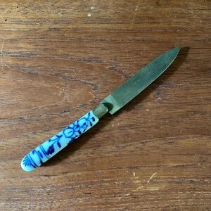 Vintage Emmrich & Schoning Germany Blue White Delft Handle Knife